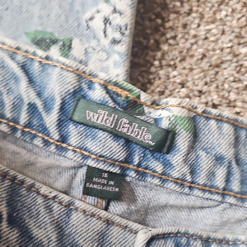 Wild Fable Blue Straight Leg Jeans with Floral Print - Picture 12 of 15
